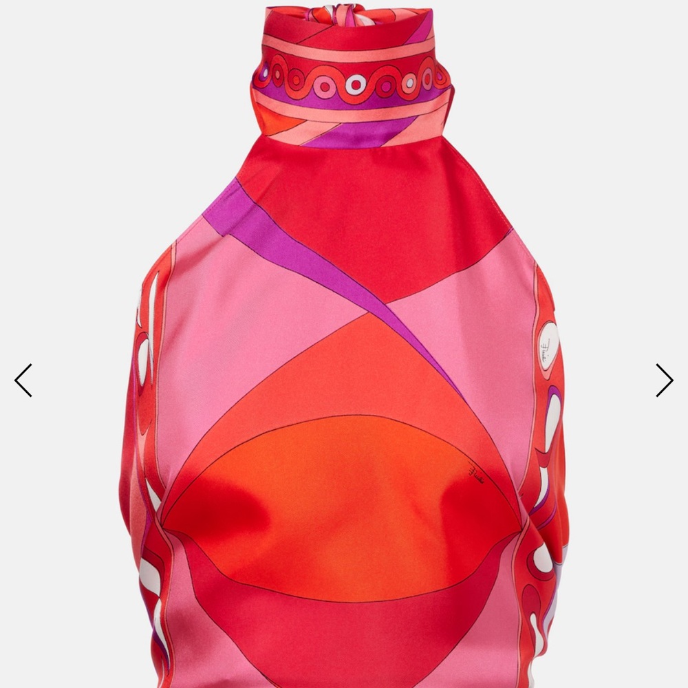 Vibrant Red and Pink Women's Halter Top